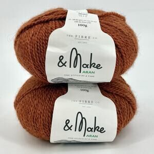 2 Skeins The Fibre Co. &Make Aran Alpaca Wool Yarn “Spill The Tea” #250 100g ea.